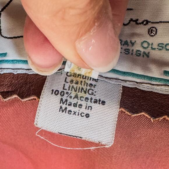 Arturo by Burray Olson Genuine Leather Vest Southwestern/Native American Motif - Picture 6 of 9